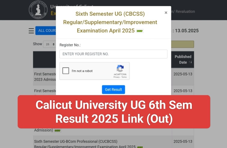 Calicut University UG 6th Sem Exam Result 2025