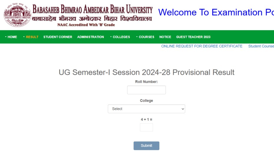 BRABU UG 1st Sem Result 2025 Link