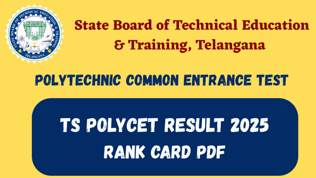 TS Polycet Result 2025 Download Telangana Polytechnic Rank Card