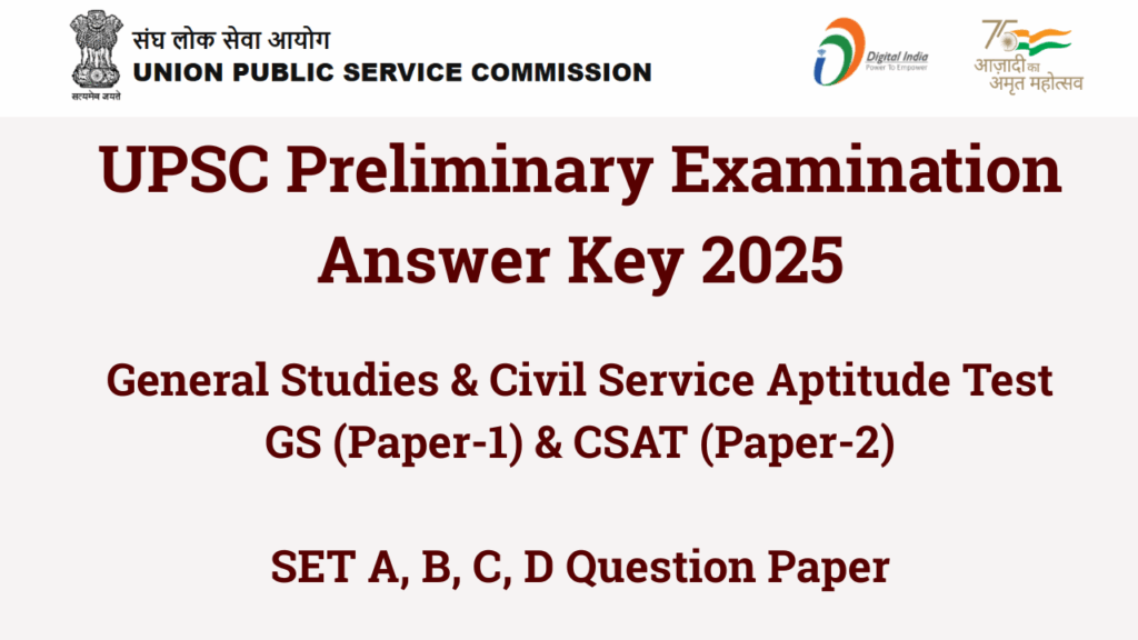 UPSC Prelims Exam Answer Key 2025 Check Here