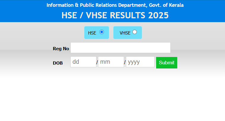 examresults.kerala.gov.in 2025 HSE/VHSE Results